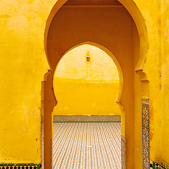 Image showing old door in morocco africa ancien and wall ornate brown