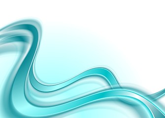 Image showing Bright blue waves abstract vector background