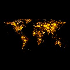 Image showing Bright glowing vector map on night