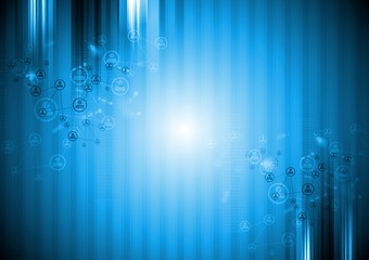 Image showing Bright blue abstract technology striped background