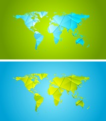 Image showing Bright abstract tech polygonal world map design