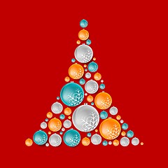 Image showing Bright abstract fir tree from Christmas balls