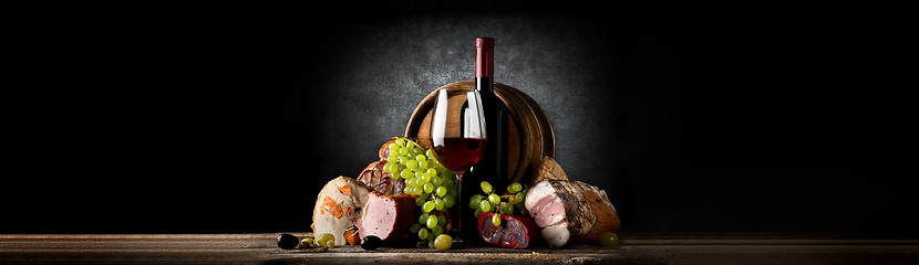 Image showing Composition with wine and food