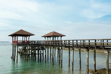 Image showing Indonesian landscape with walkway and sea