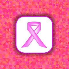 Image showing Pink Ribbon on White Paper Sticker