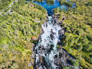 Image showing Likholefossen waterfall from above