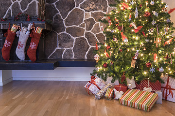 Image showing Christmas stockings and tree