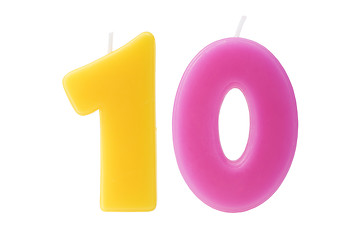 Image showing Tenth birthday candle isolated 