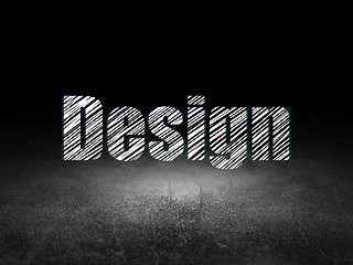 Image showing Marketing concept: Design in grunge dark room