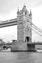 Image showing london tower in england old bridge and the cloudy sky
