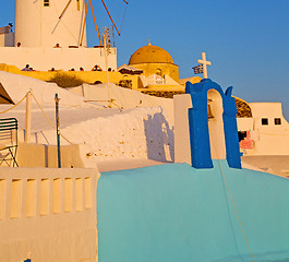 Image showing old mill in santorini greece europe  and the sky sunrise