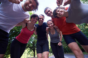 Image showing jogging people group have fun