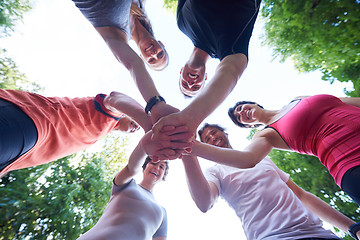 Image showing jogging people group have fun