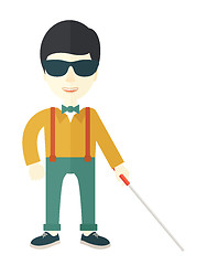 Image showing Blind man with stick.