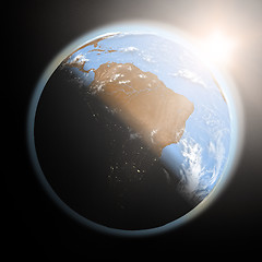 Image showing Sunrise over South America