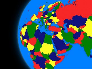 Image showing EMEA region on political Earth