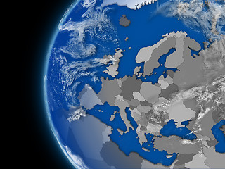 Image showing European continent on political globe