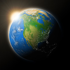 Image showing Sun over North America on planet Earth