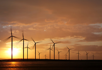 Image showing windpower on sunset