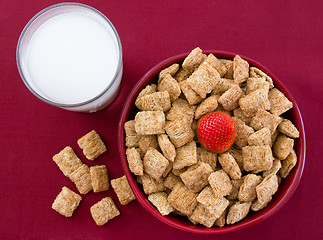 Image showing Wheat Squares and Strawberries for Breakfast