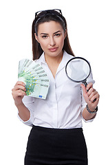 Image showing Business woman with Euro banknotes