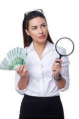 Image showing Business woman with Euro banknotes