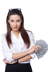 Image showing Business woman with Euro banknotes