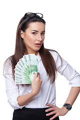 Image showing Business woman with Euro banknotes