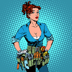Image showing woman working repairman electrician
