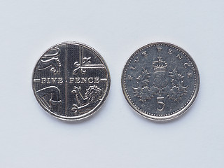 Image showing UK 5 pence coin