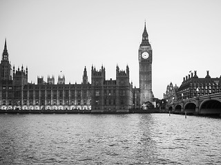 Image showing Black and white Houses of Parliament in London