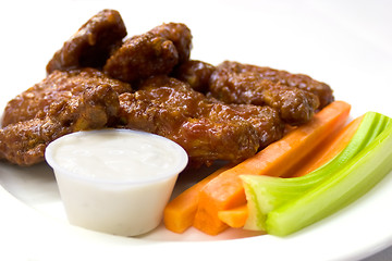 Image showing Chicken Wings, Celery and Carrots