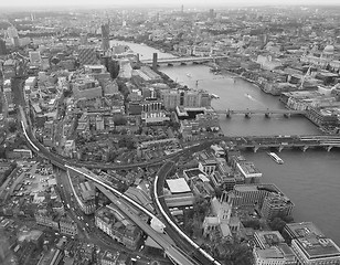 Image showing Black and white Aerial view of London