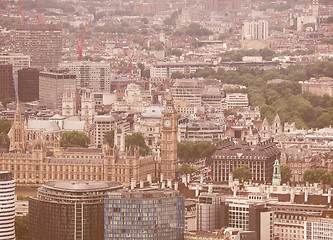 Image showing Retro looking Aerial view of London