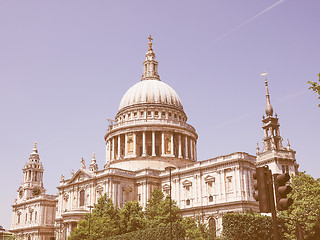 Image showing Retro looking St Paul Cathedral in London