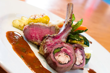 Image showing Crusted Stuffed Lamb Chops