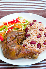 Image showing Jerk Chicken with Rice - Caribbean Style