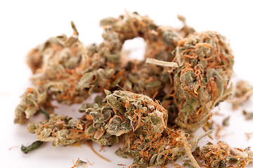 Image showing Close up Dried Marijuana Leaves on the Table