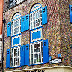 Image showing old window in europe london  red brick wall     and      histori