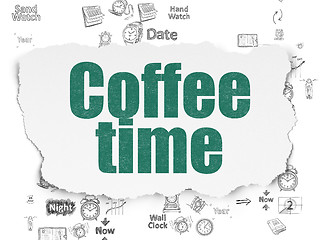 Image showing Timeline concept: Coffee Time on Torn Paper background