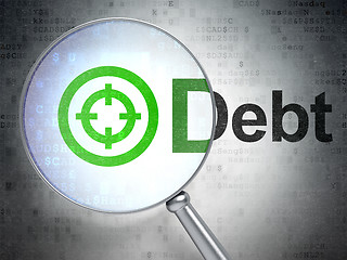 Image showing Business concept: Target and Debt with optical glass