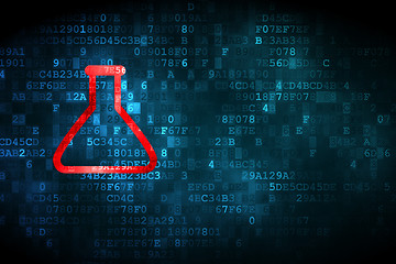 Image showing Science concept: Flask on digital background
