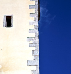 Image showing cross   lombardy italy  varese abstract    of a curch broke brik