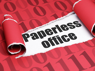 Image showing Business concept: black text Paperless Office under the piece of  torn paper