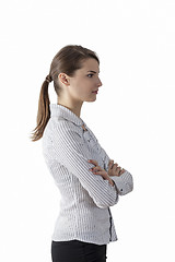 Image showing Profile of a Young Woman with Ponytail