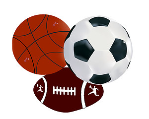 Image showing balls soccer volley-ball regbi