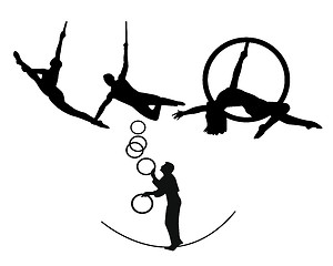 Image showing circus trapeze artists