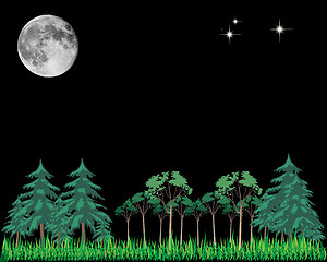 Image showing moon stars and trees