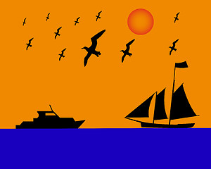 Image showing sailing boat albatrosses