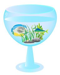 Image showing tall wine glass aquarium with fishes